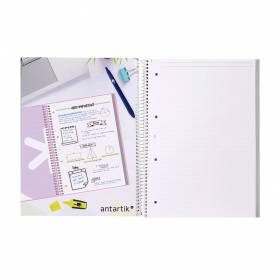 Cuaderno espiral liderpapel a4 micro antartik tapa forrada80h 90 gr rayado puntos 1 banda 4 taladros celeste