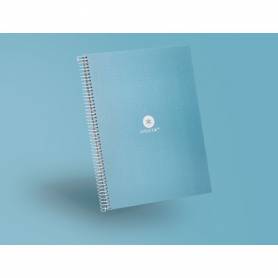 Cuaderno espiral liderpapel a4 micro antartik tapa forrada80h 90 gr rayado puntos 1 banda 4 taladros celeste