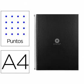 Cuaderno espiral liderpapel a4 micro antartik tapa forrada80h 90 gr rayado puntos 1 banda 4 taladros negro