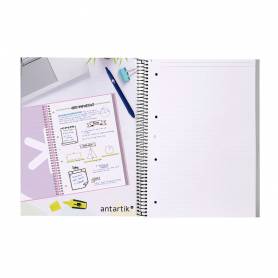 Cuaderno espiral liderpapel a4 micro antartik tapa forrada80h 90 gr rayado puntos 1 banda 4 taladros negro