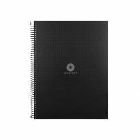 Cuaderno espiral liderpapel a4 micro antartik tapa forrada80h 90 gr rayado puntos 1 banda 4 taladros negro