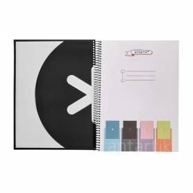 Cuaderno espiral liderpapel a4 micro antartik tapa forrada80h 90 gr rayado puntos 1 banda 4 taladros negro