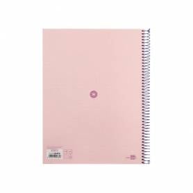 Cuaderno espiral liderpapel a4 micro antartik tapa forrada80h 90 gr rayado puntos 1 banda 4 taladros rosa