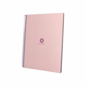 Cuaderno espiral liderpapel a4 micro antartik tapa forrada80h 90 gr rayado puntos 1 banda 4 taladros rosa