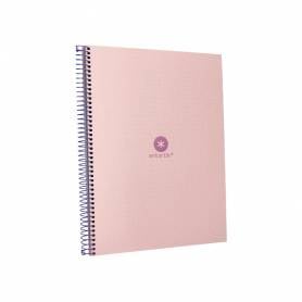 Cuaderno espiral liderpapel a4 micro antartik tapa forrada80h 90 gr rayado puntos 1 banda 4 taladros rosa