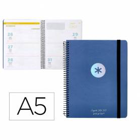 Agenda escolar antartik año 24 - 25 curso colección minimal blue semana vista a5