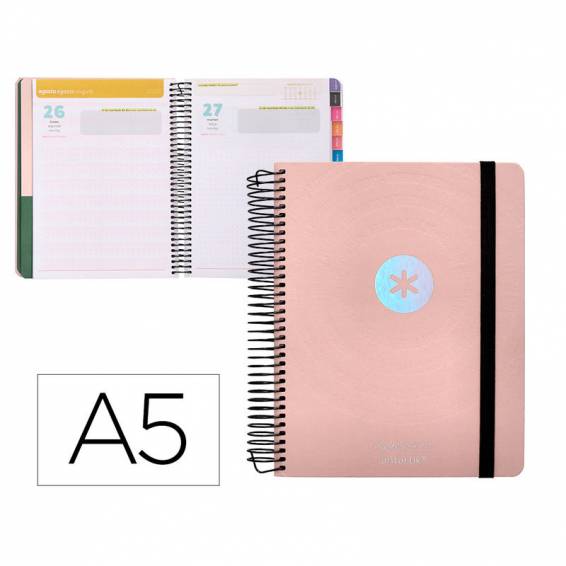 Agenda escolar antartik año 24 - 25 curso colección minimal pink día página a5