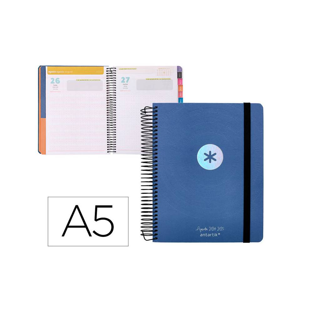 Agenda escolar antartik año 24 - 25 curso colección minimal blue día página a5