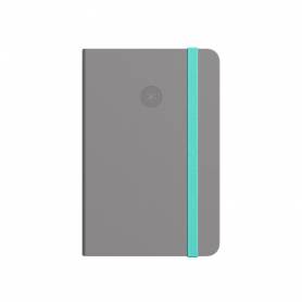 Cuaderno con gomilla antartik notes tapa dura a5 hojas rayas gris y turquesa 100 hojas 80 gr fsc