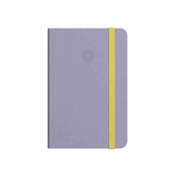 Cuaderno con gomilla antartik notes tapa dura a6 hojas rayas morado y amarillo 100 hojas 80 gr fsc