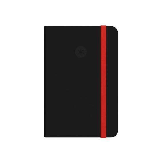 Cuaderno con gomilla antartik notes tapa blanda a6 cuadricula negro y rojo 100 hojas 80 gr fsc