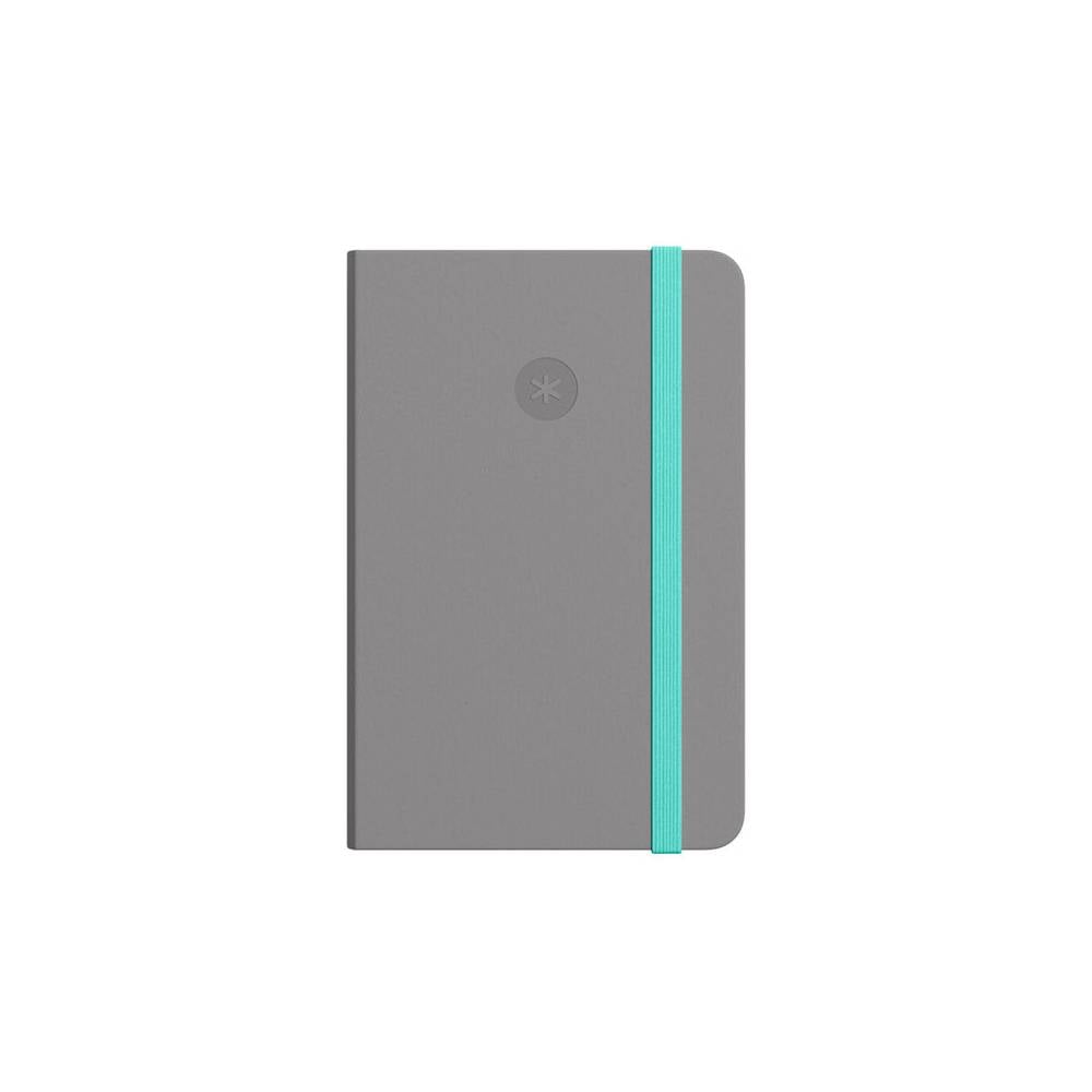 Cuaderno con gomilla antartik notes tapa blanda a6 cuadricula gris y turquesa 100 hojas 80 gr fsc