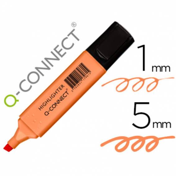 Rotulador q-connect fluorescente pastel naranja punta biselada