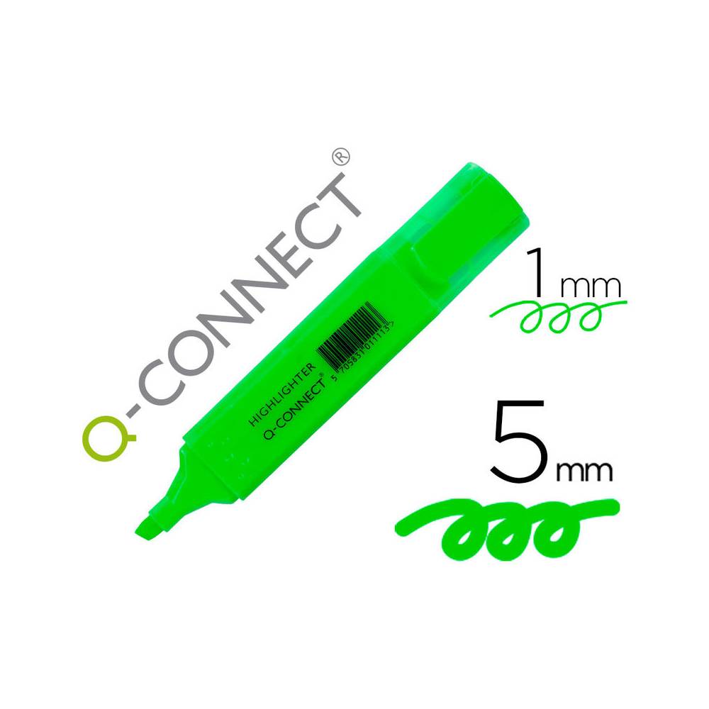 Rotulador q-connect fluorescente verde punta biselada