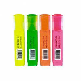 Rotulador q-connect fluorescente surtido caja de 4 unidades colores surtidos