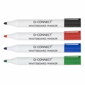 Rotulador q-connect pizarra blanca caja 4 colores surtidos punta redonda 3 mm