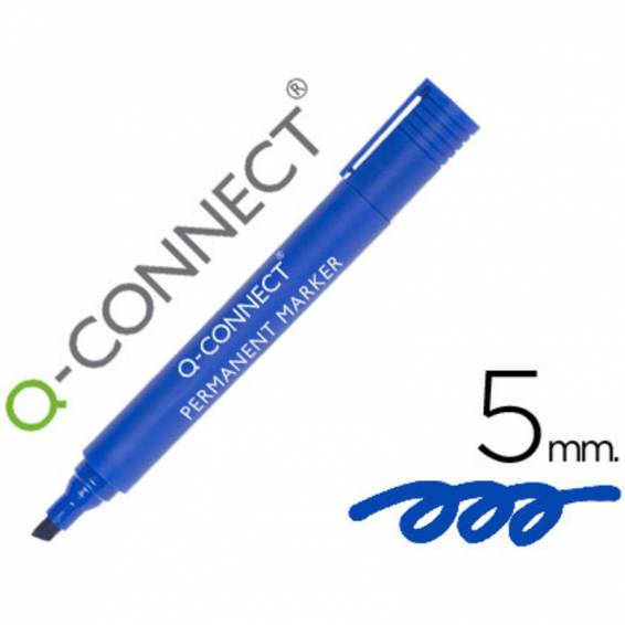 Rotulador q-connect marcador permanente azul punta biselada 5 mm