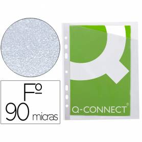 Funda q-connect corte oblicuo 290x195 mm cristal 4 taladros pvc 90 mc caja de 100 unidades