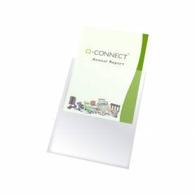 Funda portadocumento q-connect din a7 150 micras pvc transparente con uñero 74x105 mm