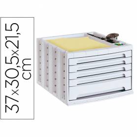 Fichero cajones de sobremesa q-connect 305x370x215 mm bandeja organizadora superior 5 cajones gris opaco