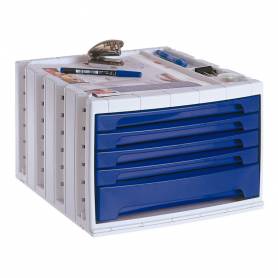 Fichero cajones de sobremesa q-connect 305x370x215 mm bandeja organizadora superior 5 cajones azul opaco