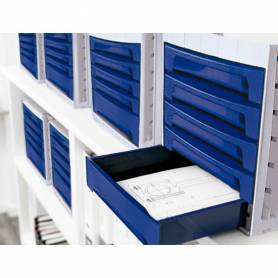 Fichero cajones de sobremesa q-connect 305x370x215 mm bandeja organizadora superior 5 cajones azul opaco