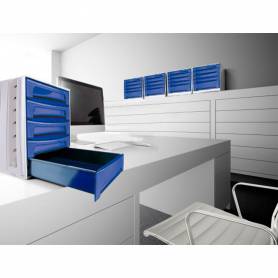 Fichero cajones de sobremesa q-connect 305x370x215 mm bandeja organizadora superior 5 cajones azul opaco