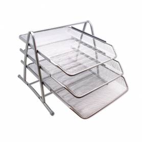 Bandeja sobremesa metalica q-connect kf00822 rejilla plata 3 bandejas movibles 350x278x275 mm