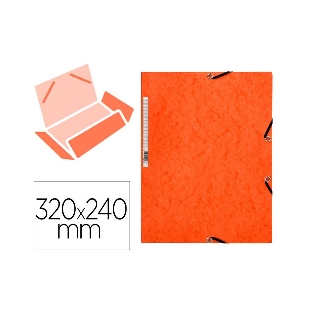 Carpeta q-connect gomas kf02170 carton simil-prespan solapas 320x243 mm naranja