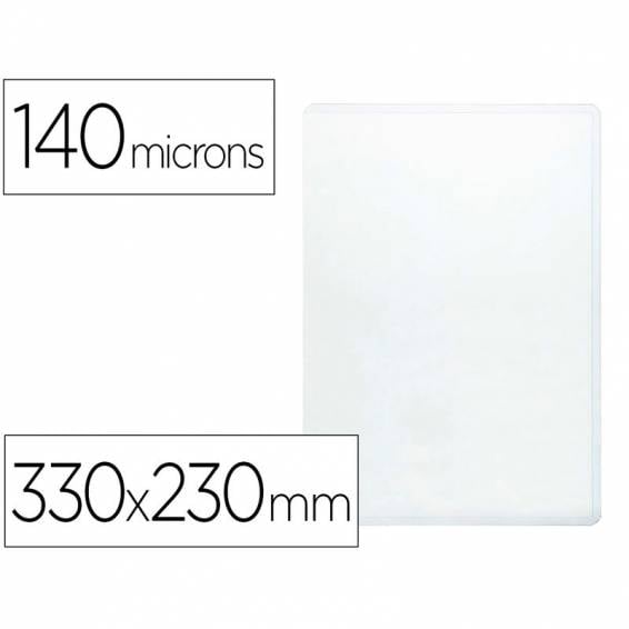 Funda portadocumento q-connect folio 140 micras pvc transparente 230x330mm