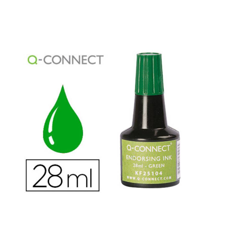 Tinta tampon q-connect verde bote 28 ml