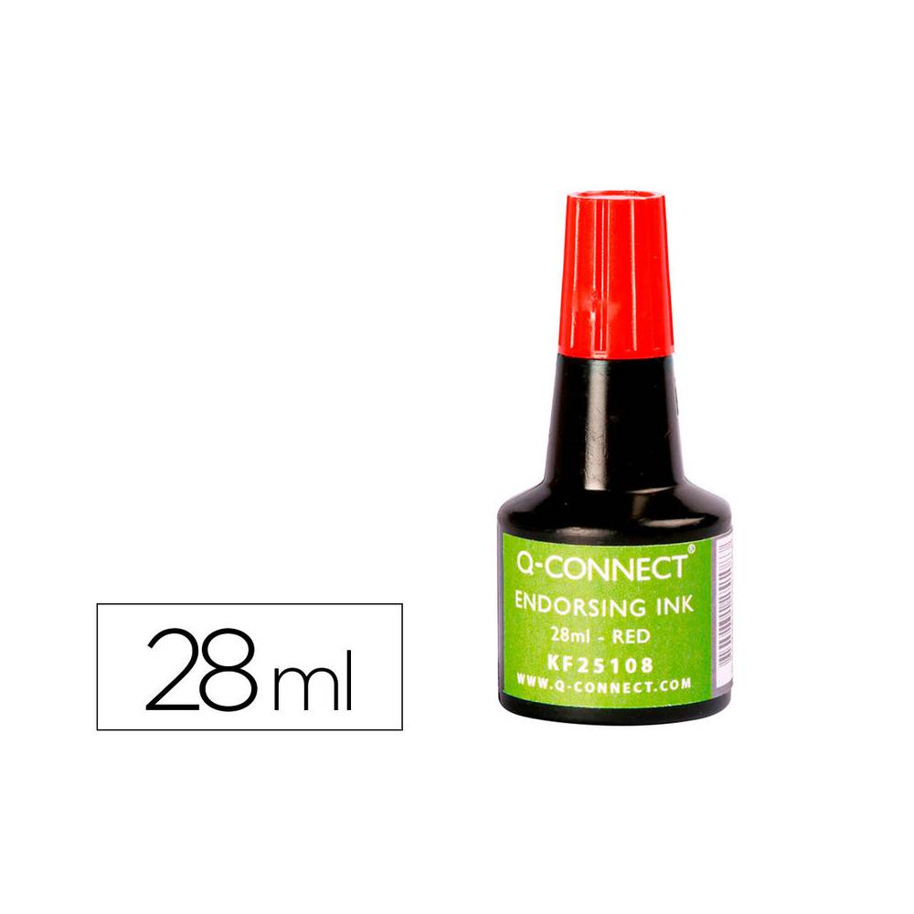 Tinta tampon q-connect rojo bote 28 ml