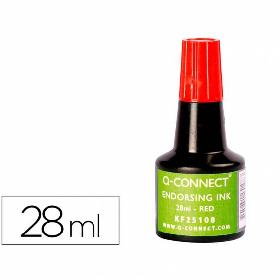 Tinta tampon q-connect rojo bote 28 ml