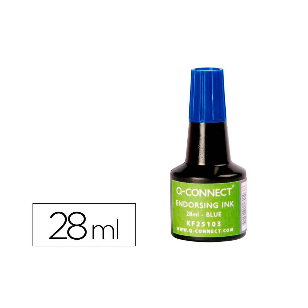 Tinta tampon q-connect azul bote 28 ml