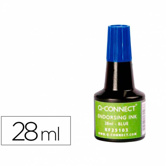 Tinta tampon q-connect azul bote 28 ml