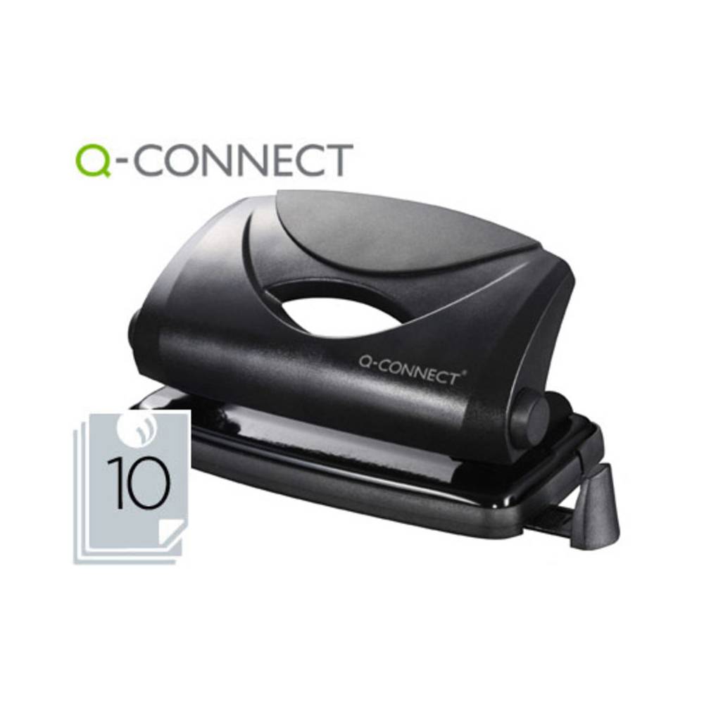 Taladrador q-connect kf01233 negro abertura 1 mm capacidad 10 hojas