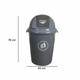 Papelera contenedor q-connect plastico con tapadera 80l color gris 450x760 mm