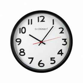 Reloj q-connect de pared plastico oficina redondo 34 cm marco negro