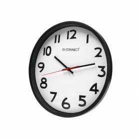 Reloj q-connect de pared plastico oficina redondo 34 cm marco negro