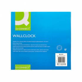 Reloj q-connect de pared plastico oficina redondo 30 cm marco negro