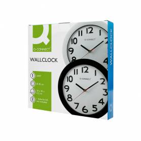 Reloj q-connect de pared plastico oficina redondo 30 cm marco blanco