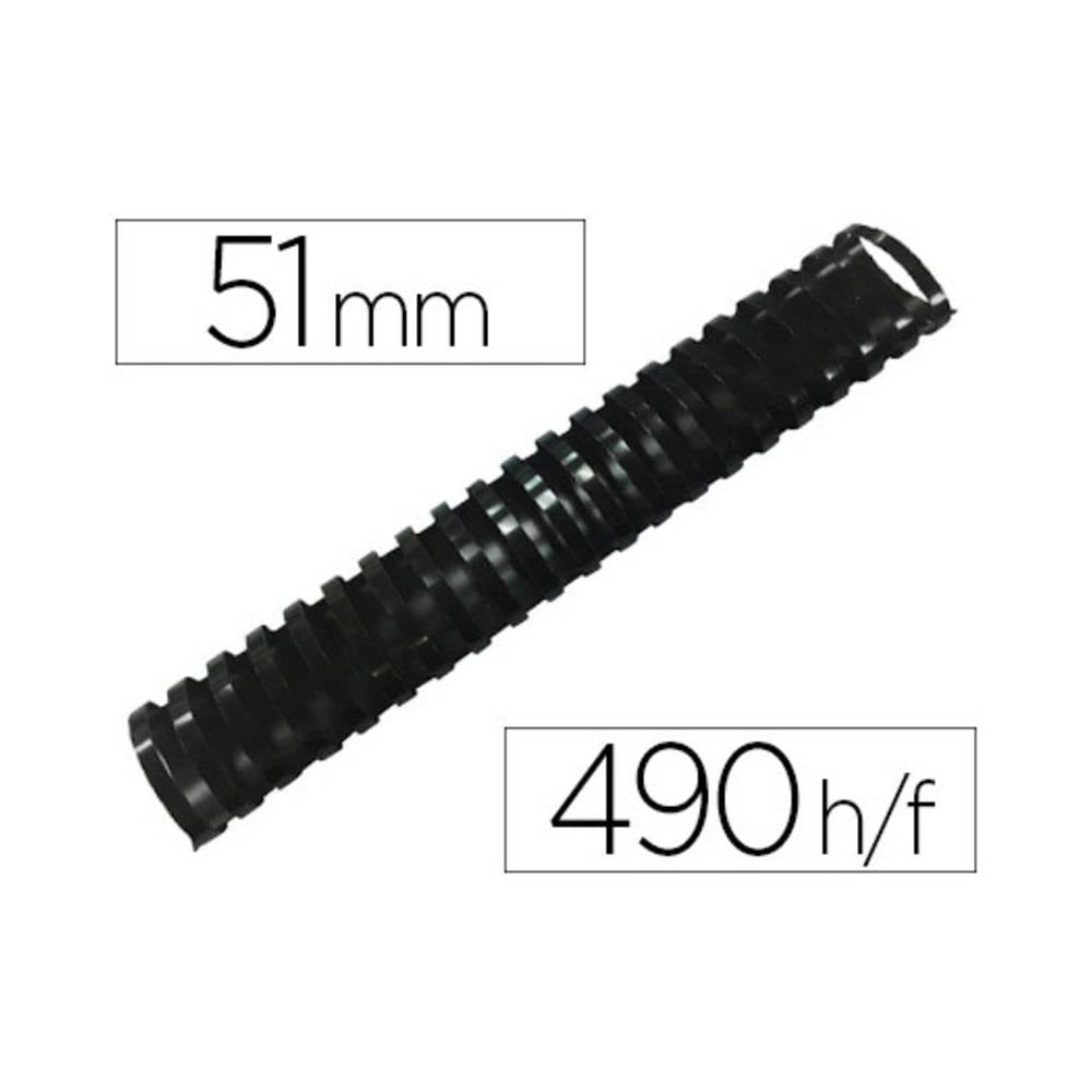 Canutillo q-connect ovalado 51 mm plastico negro capacidad 490 hojas caja de 10 unidades