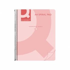 Cuaderno espiral q connect a5 micro tapa plastico 80h 70g cuadro 5mm sin bandas 6 taladros rosa