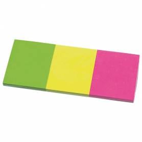 Bloc de notas adhesivas quita y pon q-connect 38x51 mm neon pack de 3 unidades con 50 hojas por color