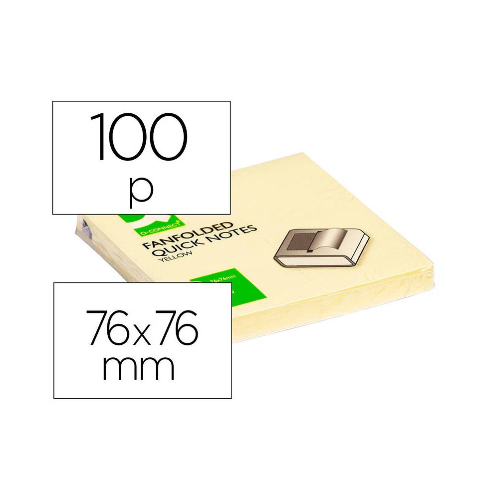 Bloc de notas adhesivas quita y pon q-connect 76x76 mm zig-zag