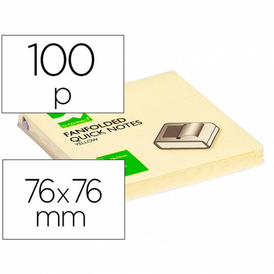 Bloc de notas adhesivas quita y pon q-connect 76x76 mm zig-zag