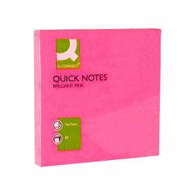 Bloc de notas adhesivas quita y pon q-connect 76x76 mm rosa neon 80 hojas