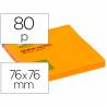 Bloc de notas adhesivas quita y pon q-connect 76x76 mm naranja neon 80 hojas - KF10517