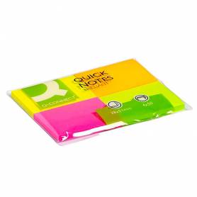 Bloc de notas adhesivas quita y pon q-connect 38x51 mm con 50 hojas fluorescentes pack de 4 unidades