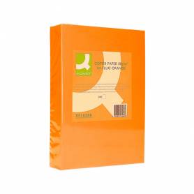 Papel color q-connect din a4 80gr naranja neon paquete de 500 hojas